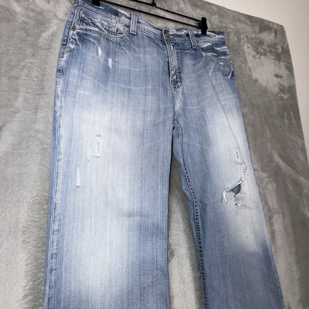 BKE Jeans Mens 34x30 Tyler Bootcut Distressed Whiskered Western Cowboy Buckle - Picture 5 of 16
